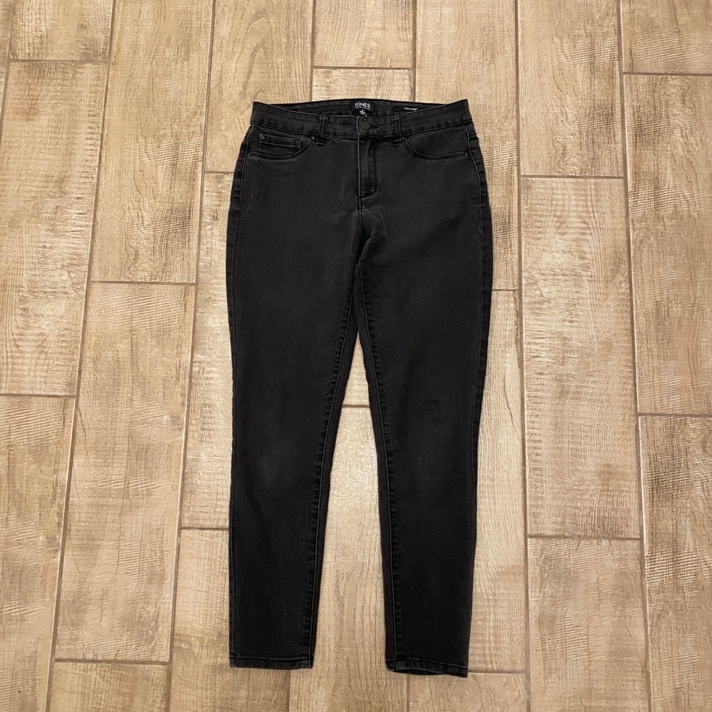 Jones New York Essex Skinny Jeans 8 Black Denim Pants Minimalist Classic Casual